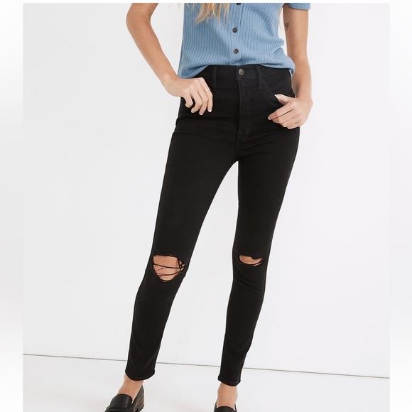 Madewell High-Rise Roadtripper Supersoft Jeans Davie Wash Knee-Rip Edition Sz 25 - Picture 1 of 11